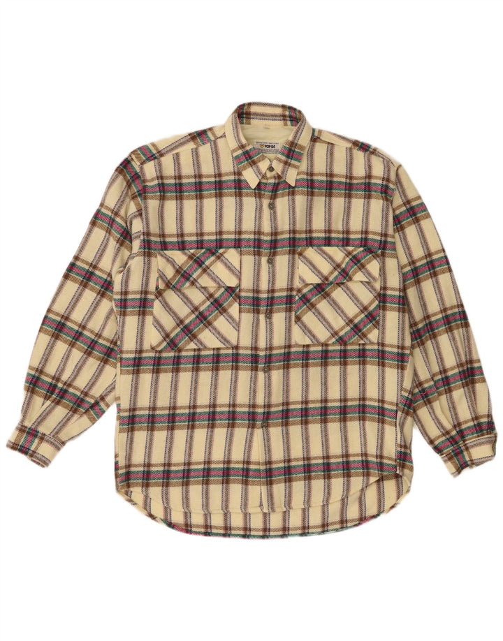 Camicia da uomo in flanella a quadri POP 84 in lana scozzese media gialla