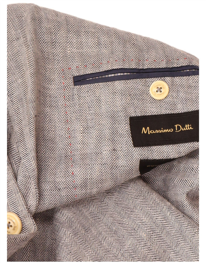 Giacca blazer da uomo a 2 bottoni Massimo Dutti EU 52 Large Grey Herringbone