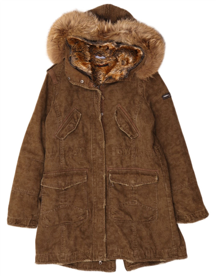 Giacca Parka con cappuccio da donna Frieda & Freddies EU 40 cotone kaki medio