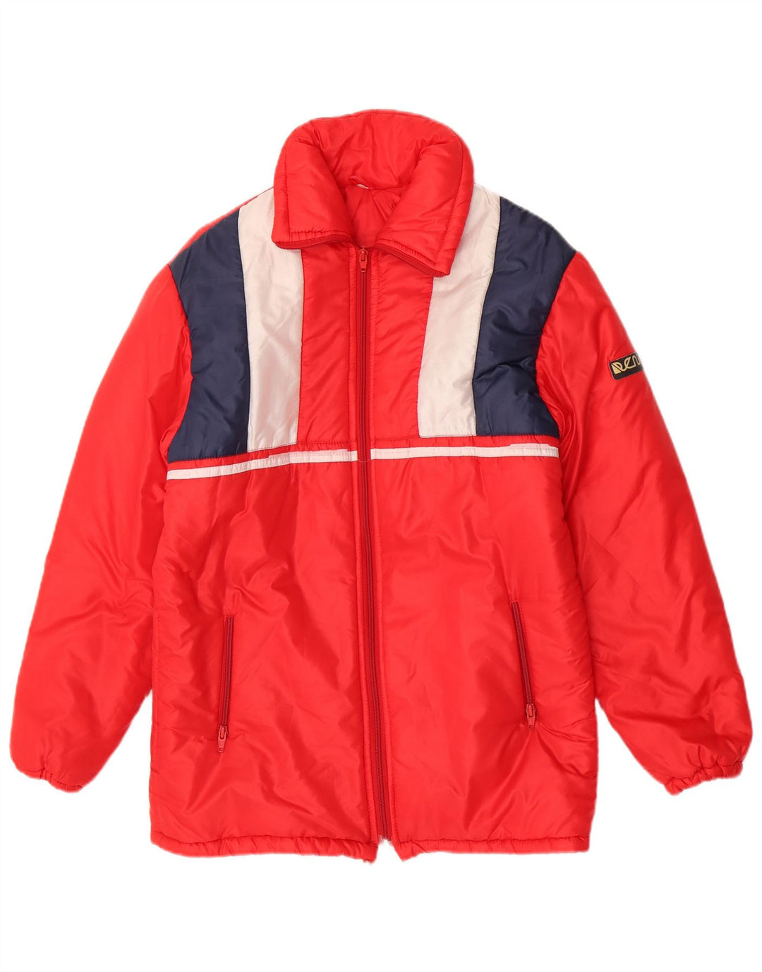 Giacca a vento vintage da donna IT 42 Poliammide color block rosso medio