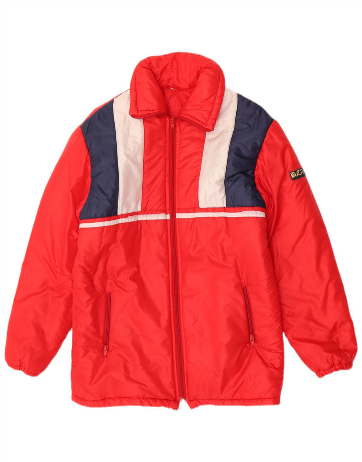 Giacca a vento vintage da donna IT 42 Poliammide color block rosso medio