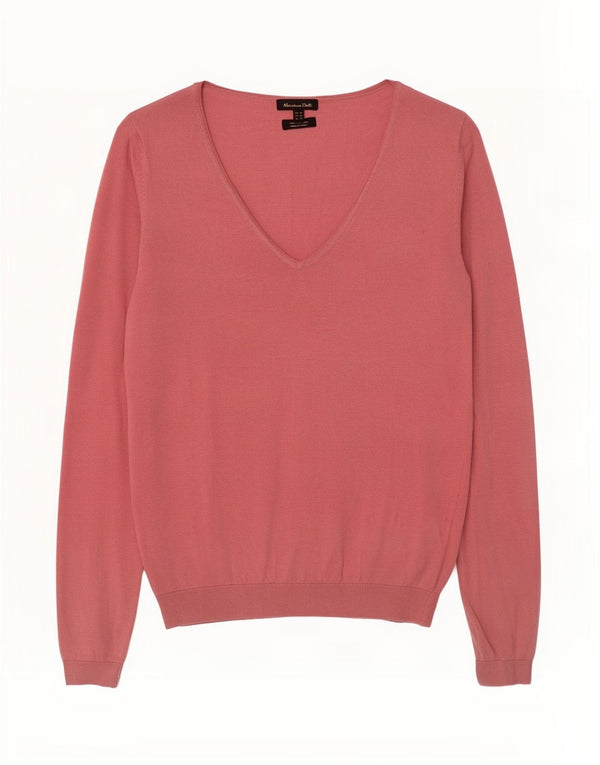 Massimo Dutti Maglione da donna con scollo a V UK 12 Seta rosa medio