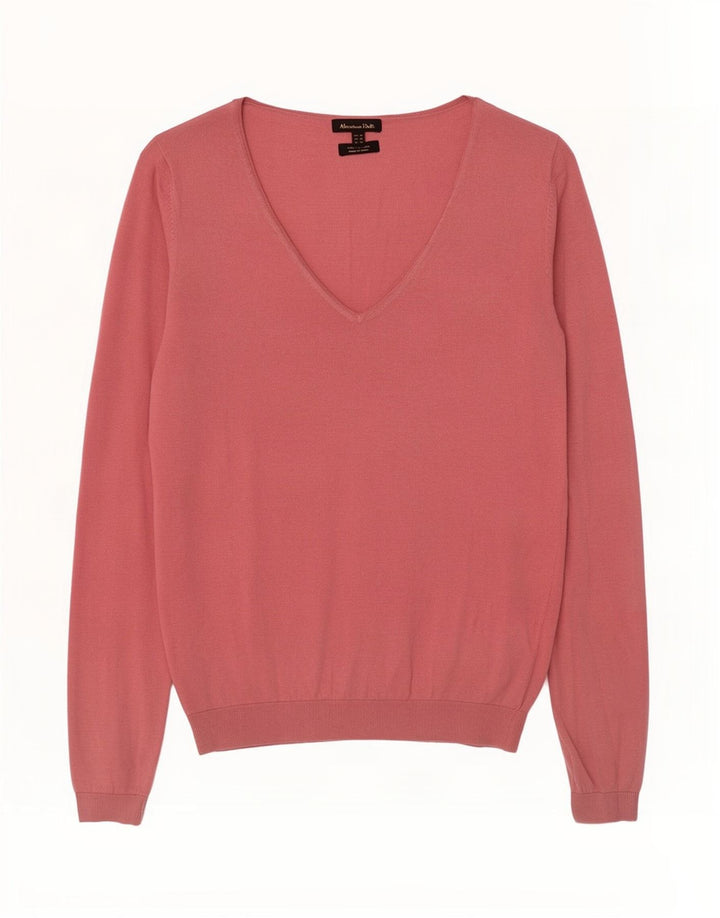 Massimo Dutti Maglione da donna con scollo a V UK 12 Seta rosa medio