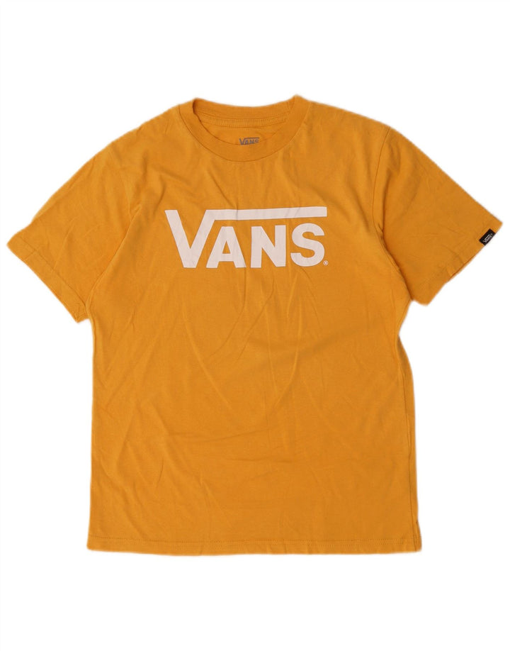 T-shirt grafica da donna VANS Top UK 10 piccola in cotone giallo