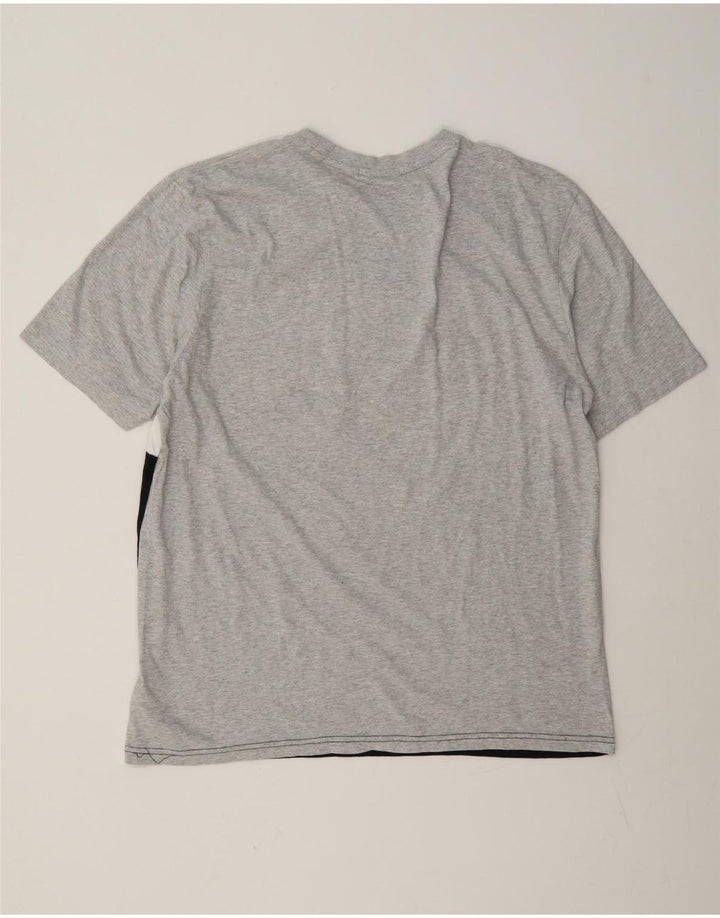 T-shirt grafica da uomo Fila Top Large in cotone color block grigio