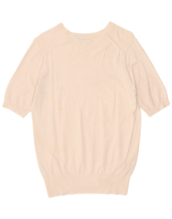 Maglione Zara da donna a maniche corte con scollo a barchetta UK 14 grande bianco sporco