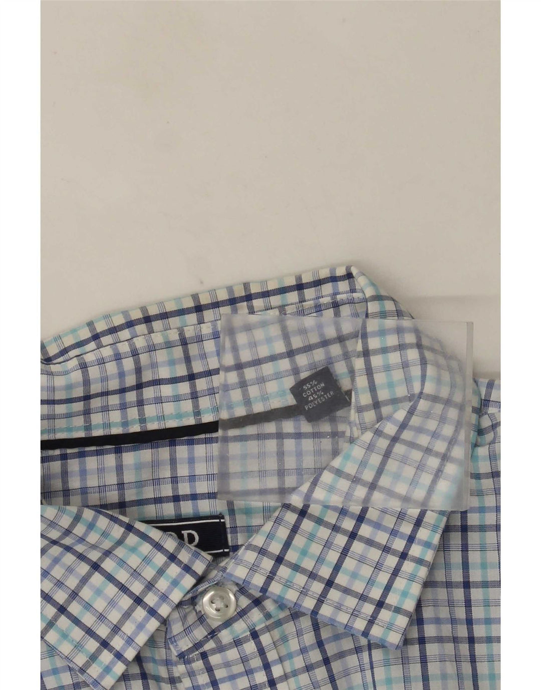 Camicia da uomo Izod taglia 16 1/2 grande cotone a quadri blu