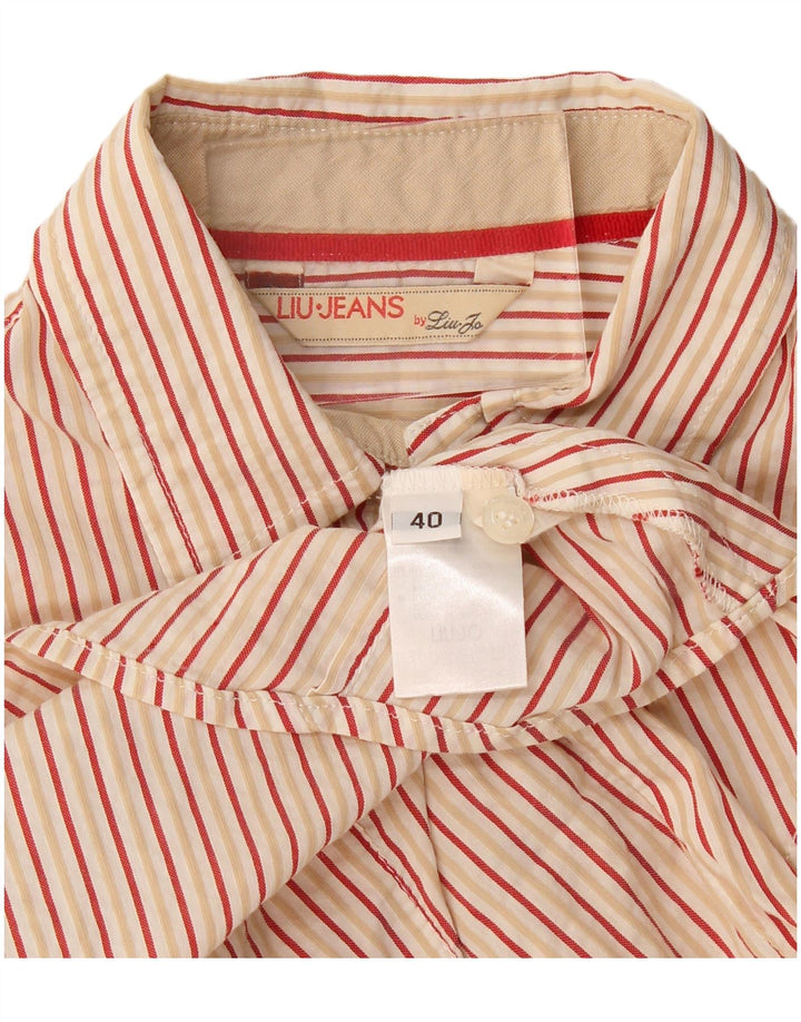 Camicia Donna Liu Jo Manica Corta IT 40 Small Beige Gessato