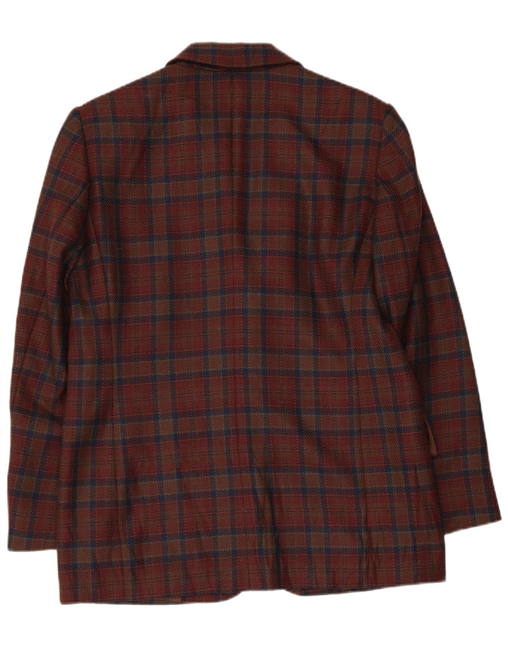 Giacca blazer da donna a 2 bottoni VINTAGE IT 44 Lana vergine a quadri marrone medio
