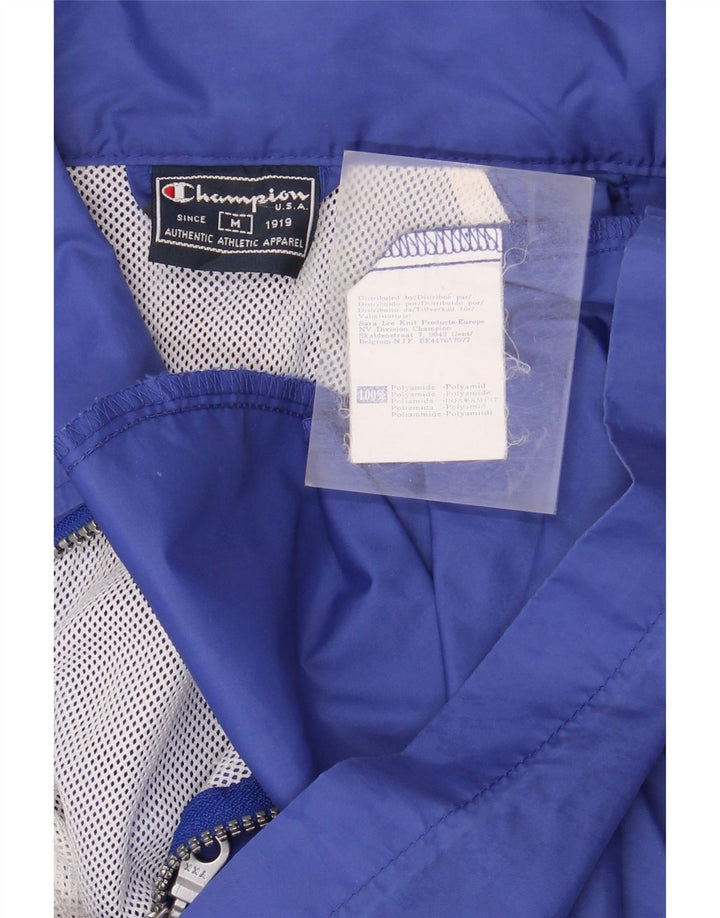 CHAMPION Mens Graphic Hooded Rain Jacket UK 38 Medium Blue Polyamide