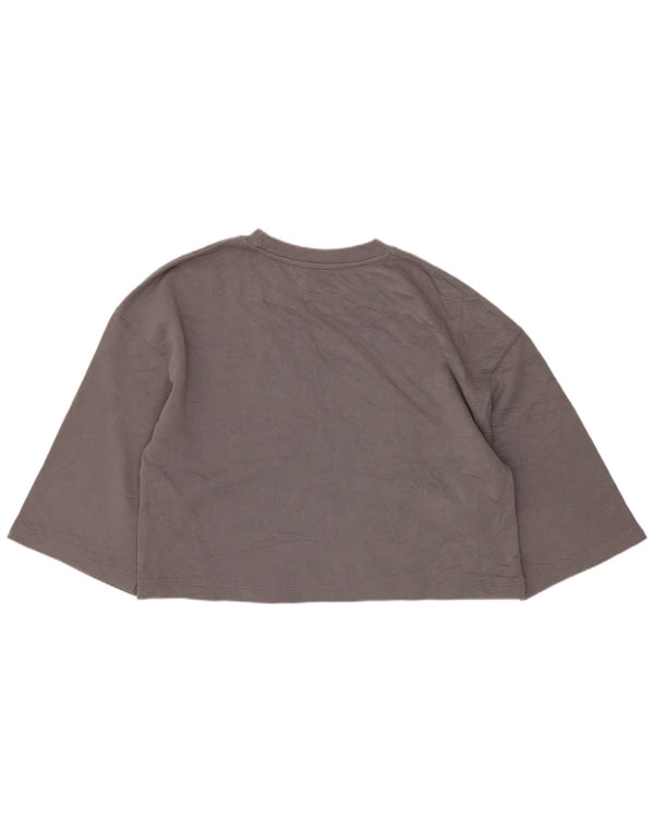 Felpa corta da donna con maniche a 3/4 Zara UK 16 grande cotone grigio