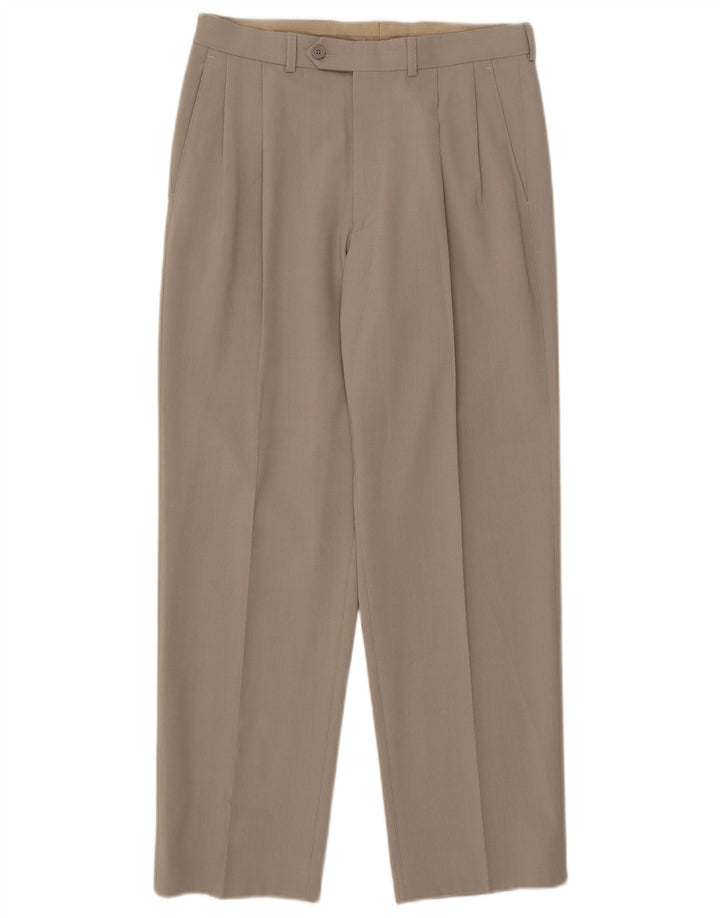 Pantaloni da abito con pegging da uomo Marks & Spencer W30 L29 Poliestere beige