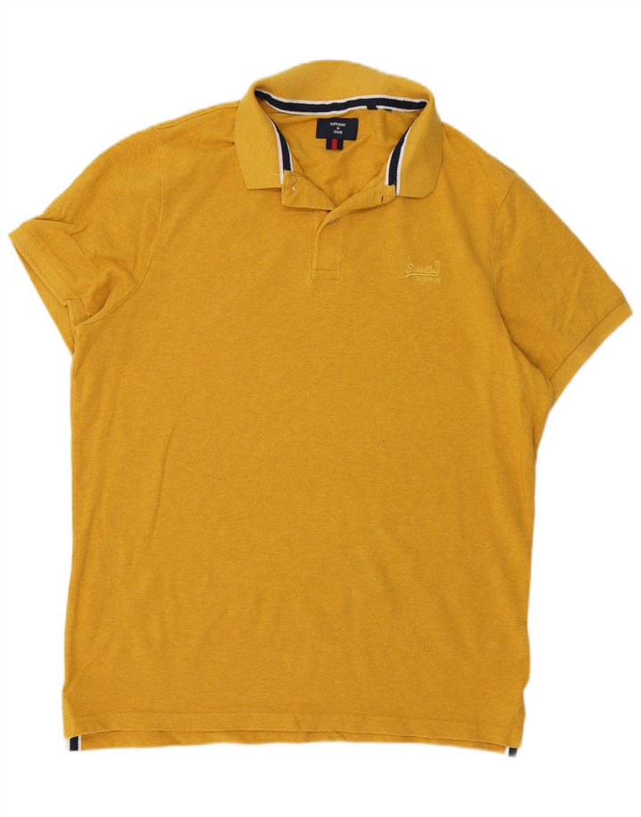 Polo da uomo SUPERDRY grande in cotone giallo