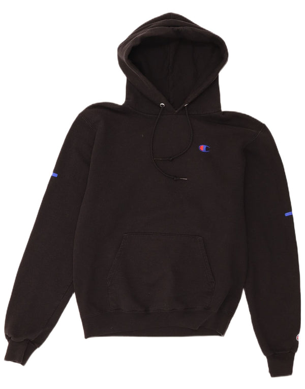 Maglione con cappuccio grafico da uomo Champion piccolo in cotone nero