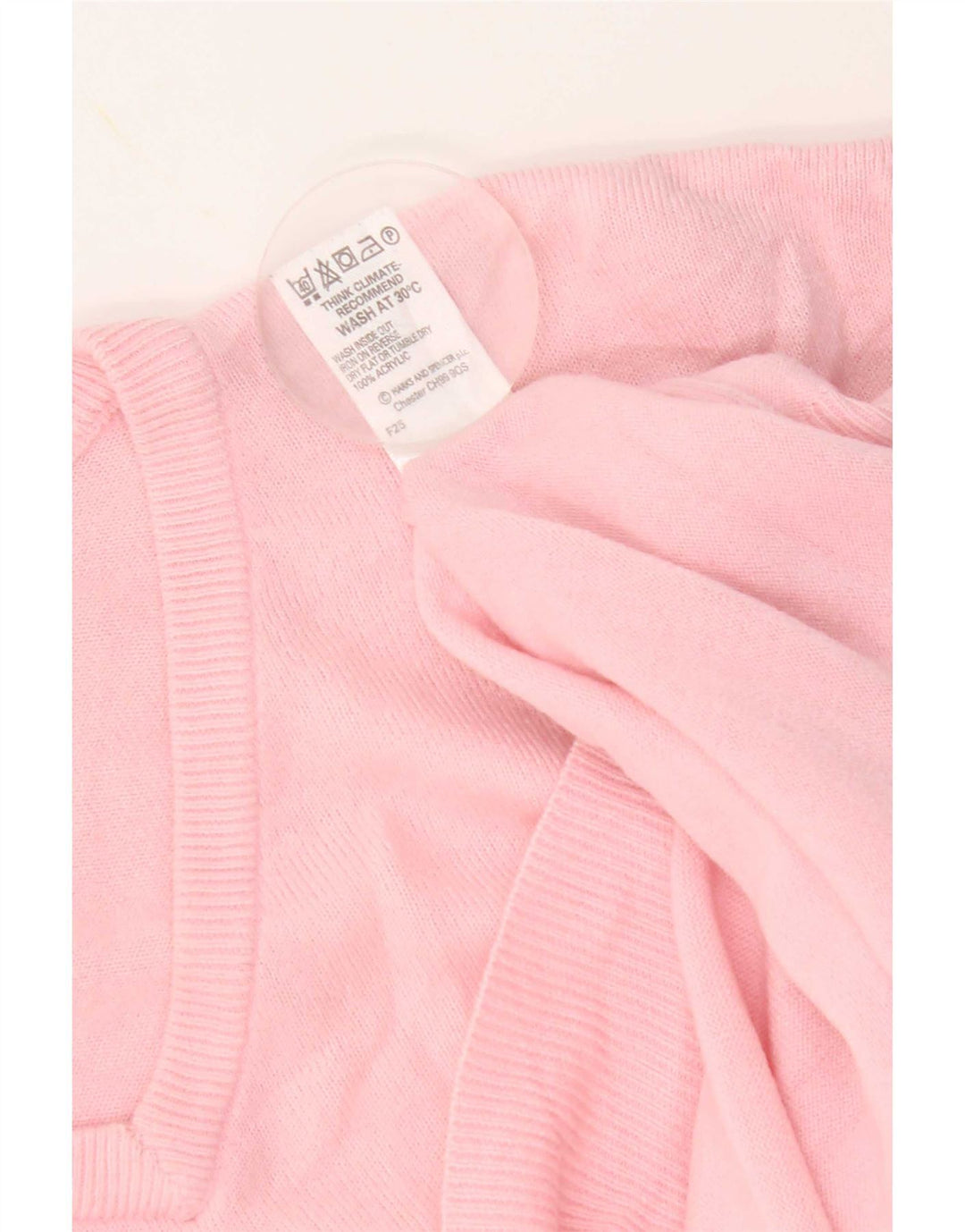 Maglione da uomo con scollo a V blu Harbour Marks & Spencer grande acrilico rosa