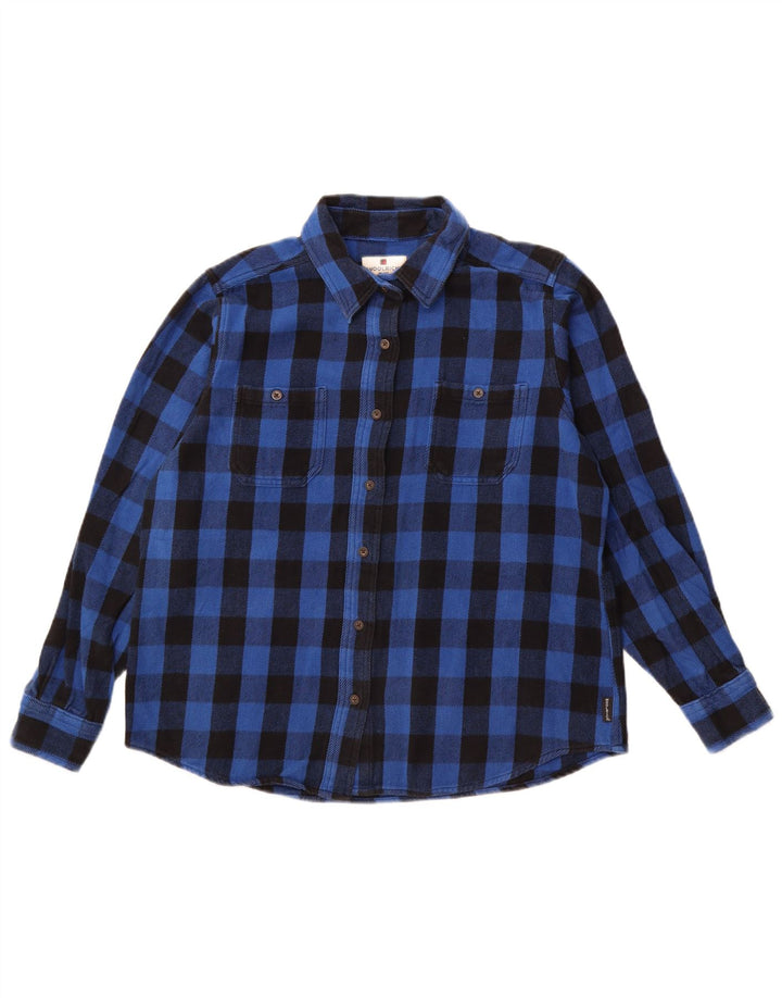 WOOLRICH Womens Flannel Shirt UK 16 Large Blue Check Cotton