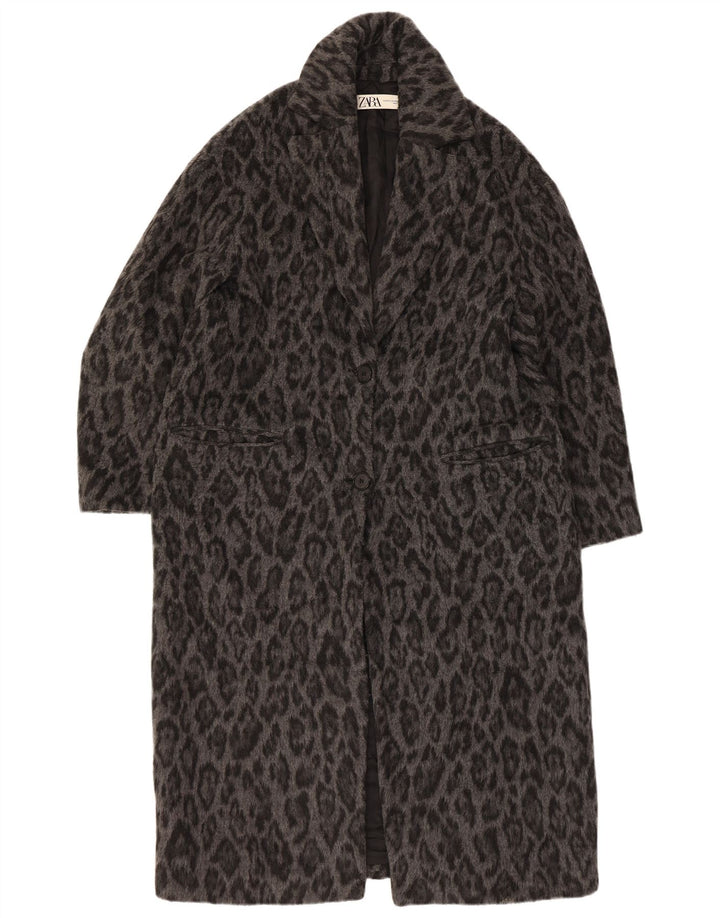 Soprabito oversize da donna Zara UK 6 XS grigio lana con stampa animalier
