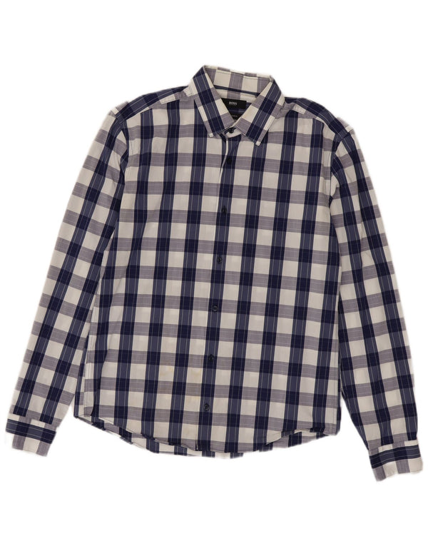 Camicia slim fit da uomo Hugo Boss taglia 40 15 3/4 quadri blu medio