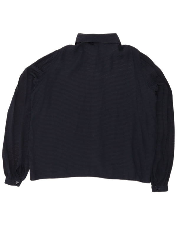 Camicetta camicia vintage da donna UK 18 XL blu navy