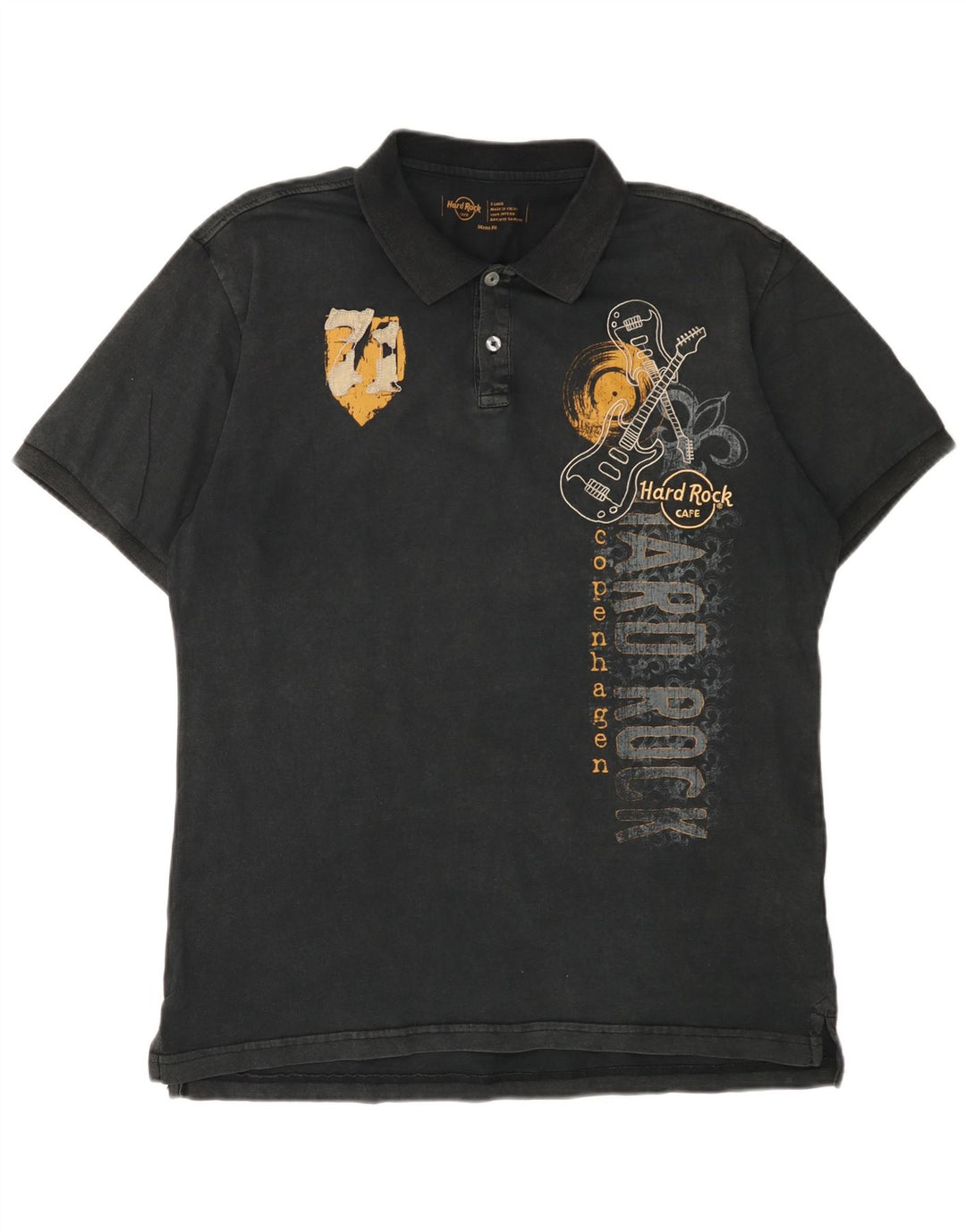 HARD ROCK CAFE Polo grafica da uomo Copenhagen XL in cotone nero