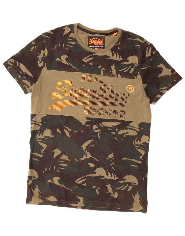 T-shirt grafica da uomo Superdry Top Small in cotone mimetico kaki