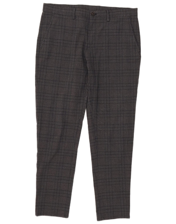 Pantaloni casual slim da uomo Zara EU 42 Large W32 L28 a quadri grigi