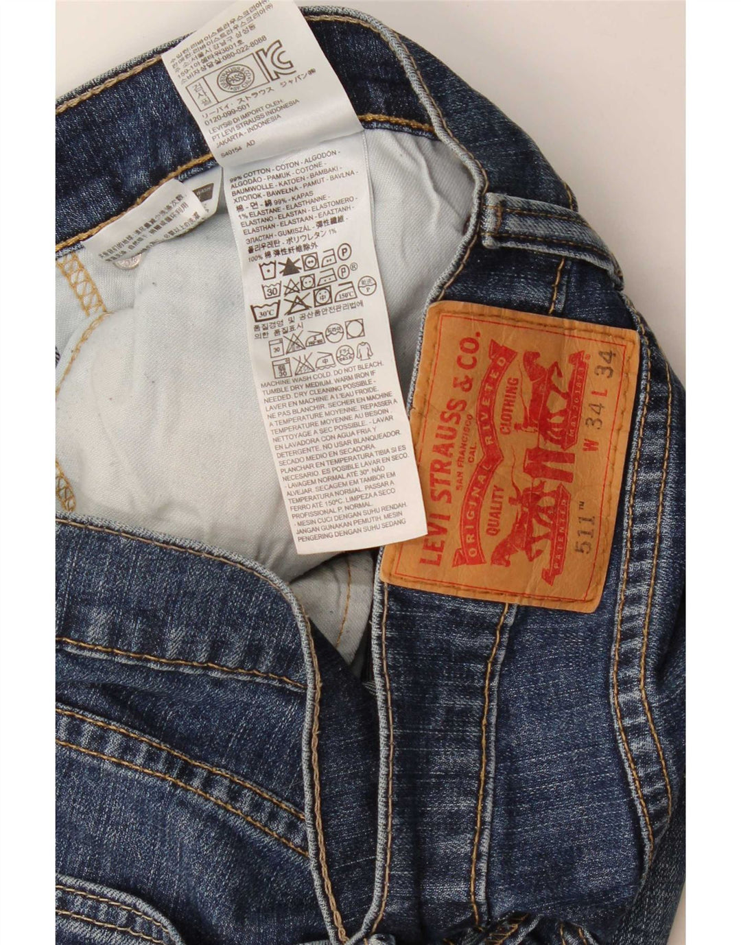 Jeans Levi's Uomo 511 Slim W34 L26 Cotone Blu