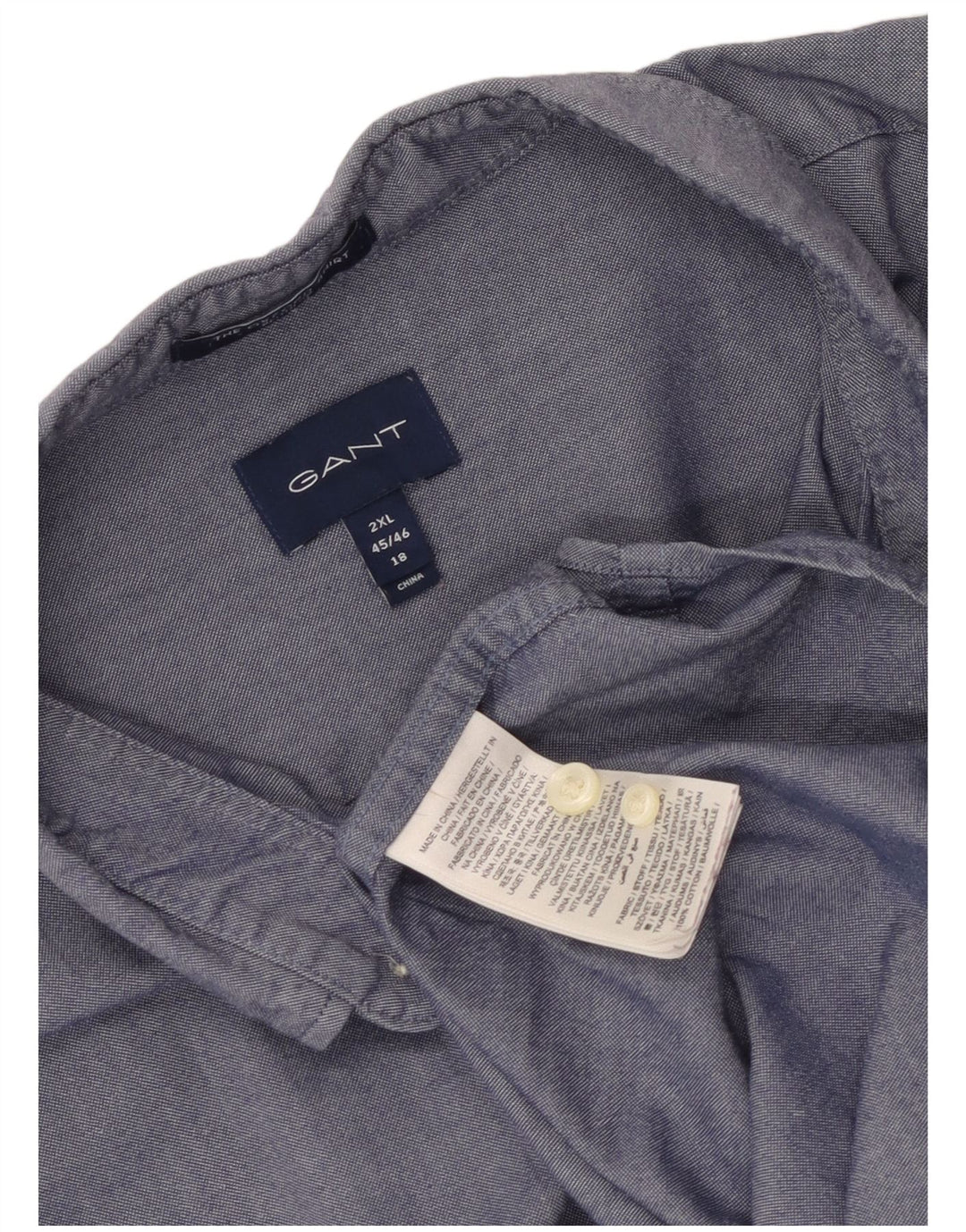 Gant Camicia da uomo vestibilità regolare taglia 45/46 18 2XL cotone blu