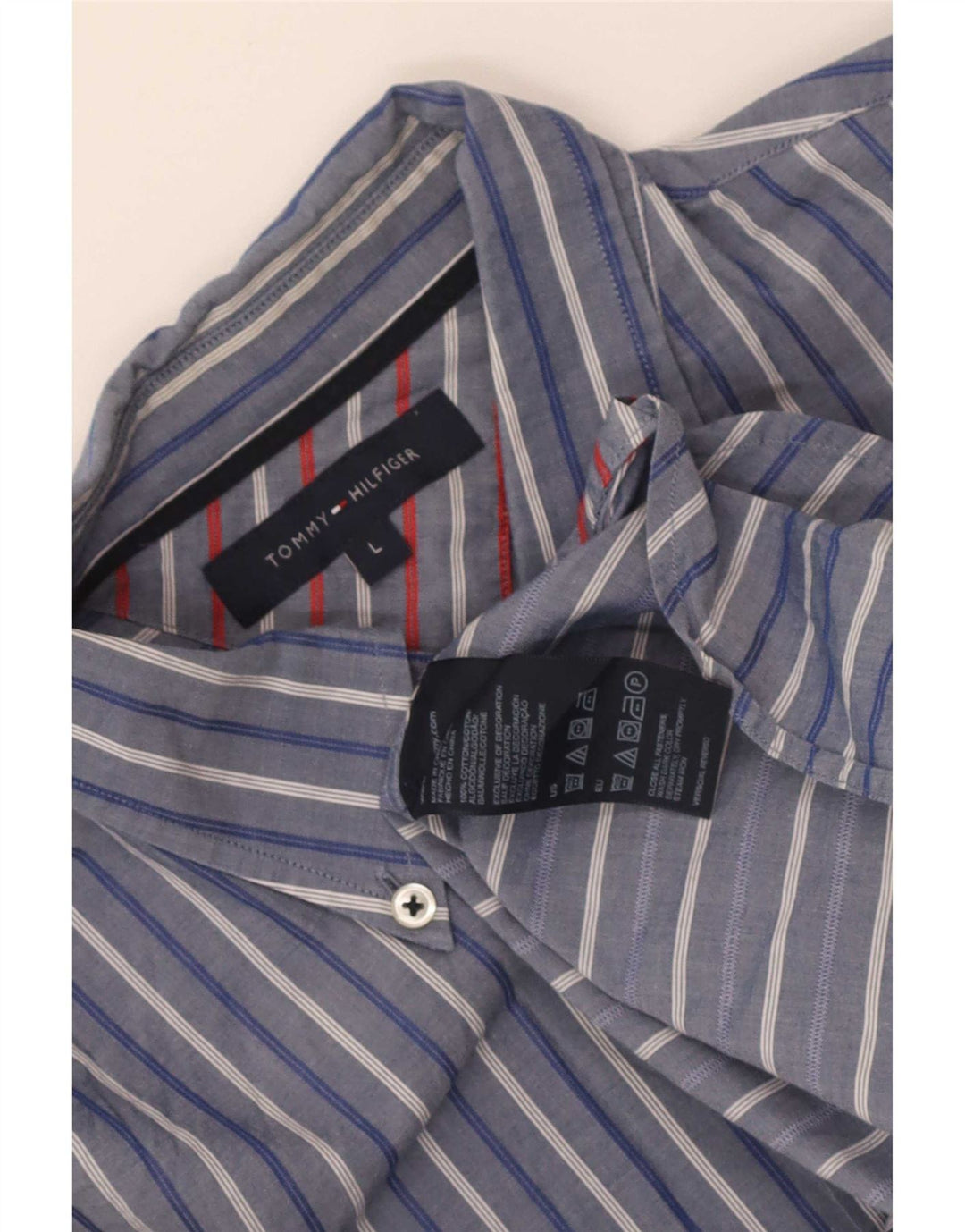Camicia da uomo Tommy Hilfiger grande cotone a righe blu