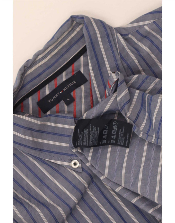 Camicia da uomo Tommy Hilfiger grande cotone a righe blu