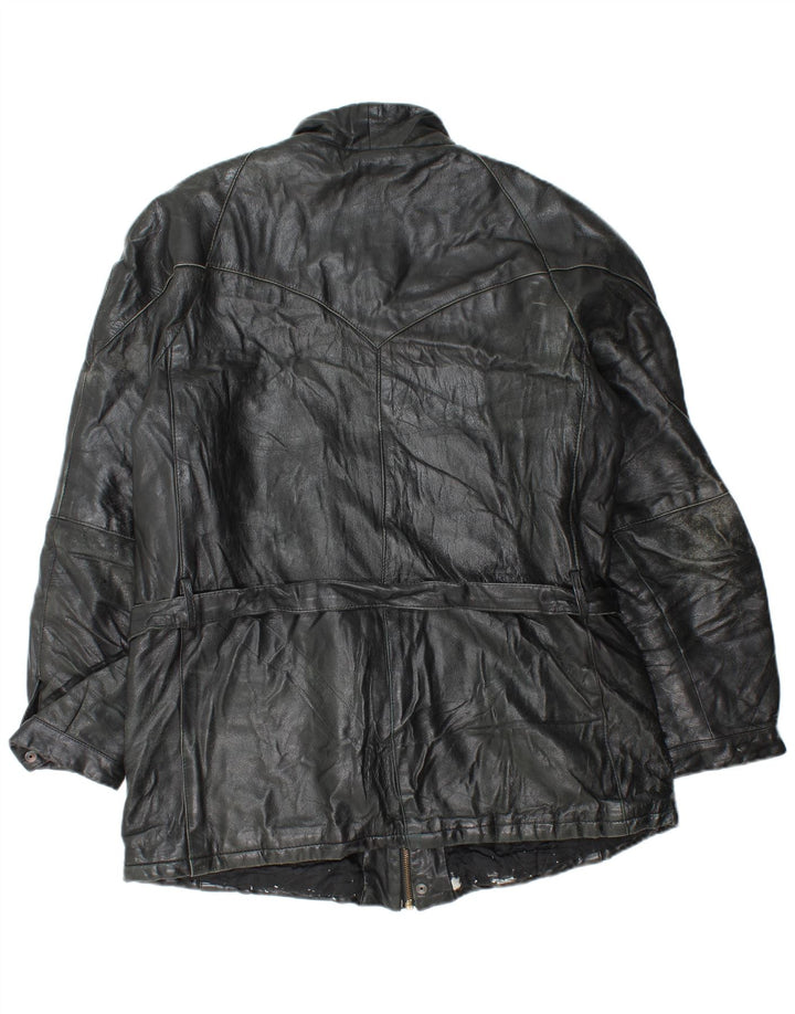 Giacca in pelle vintage da uomo UK 38 media nera
