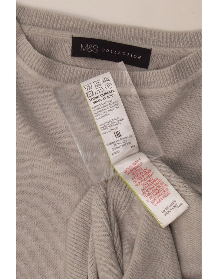 MARKS & SPENCER Maglione da donna con scollo a barca UK 12 Acrilico grigio medio