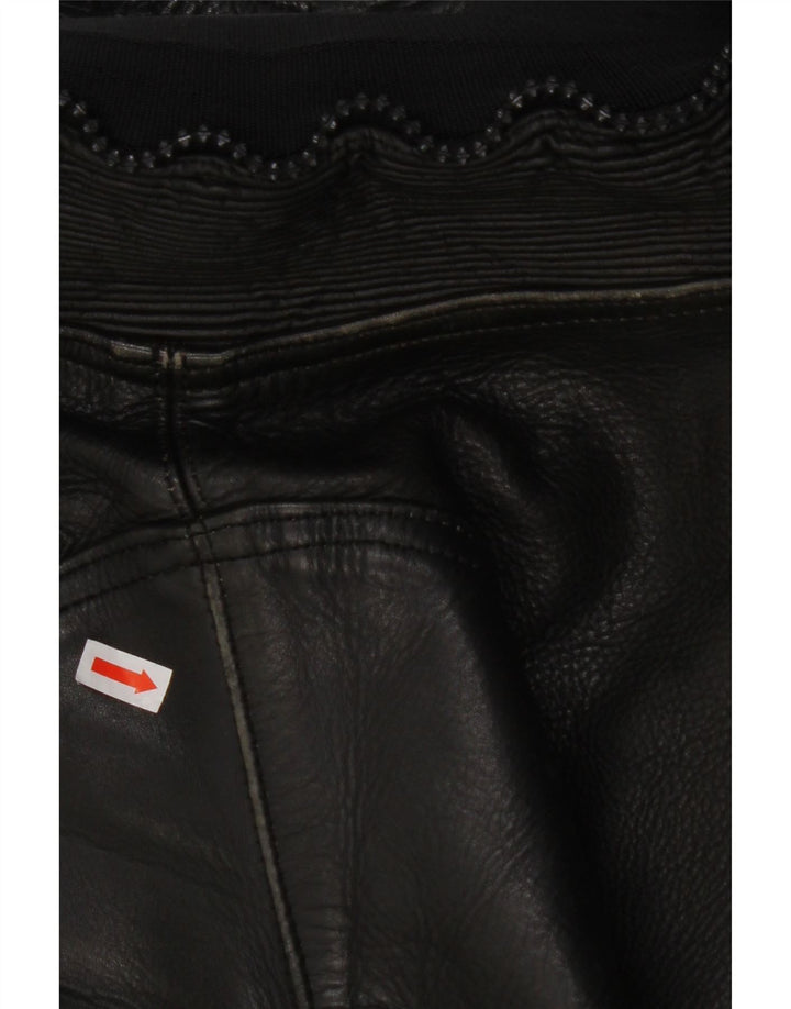 Pantaloni da donna VINTAGE EU 38 Medio W28 L27 Pelle color block nera