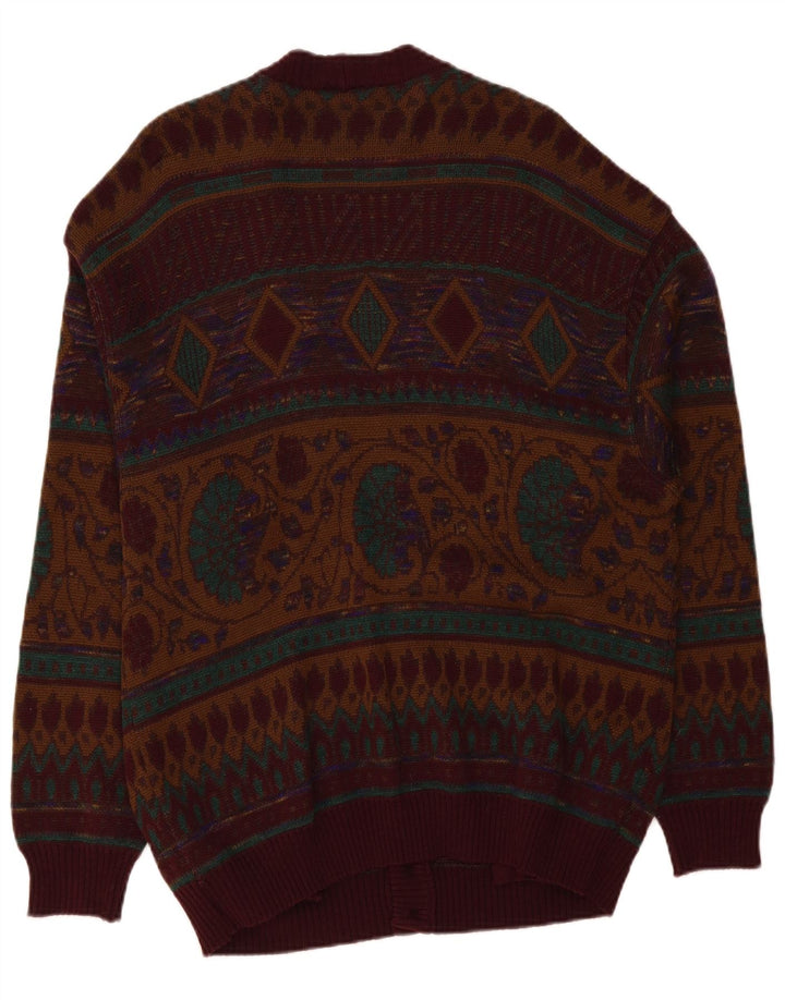 DALMINE Cardigan da uomo maglione grande in lana bordeaux