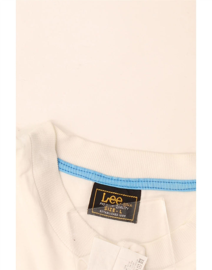 Maglietta grafica da donna Lee Top UK 16 grande cotone bianco