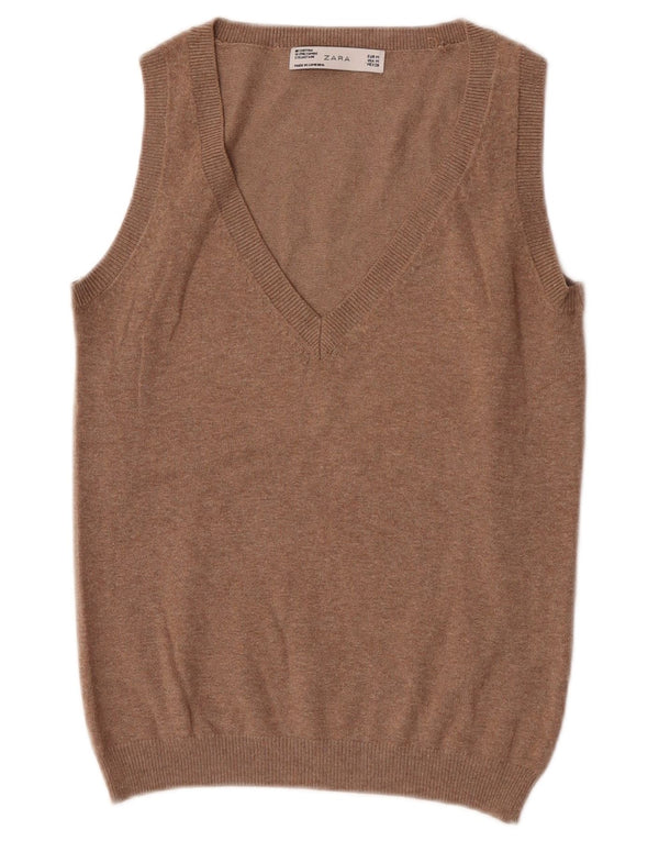 Canottiera da donna Zara UK 12 Cotone screziato marrone medio