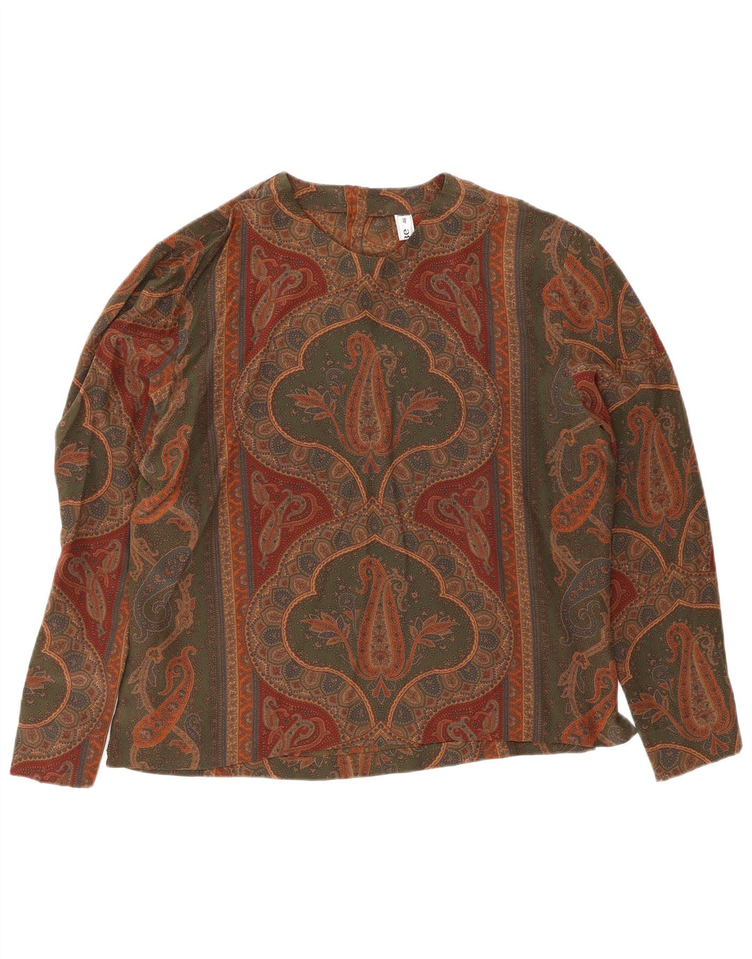 Camicetta da donna vintage Top IT 46 Seta Paisley grigia grande