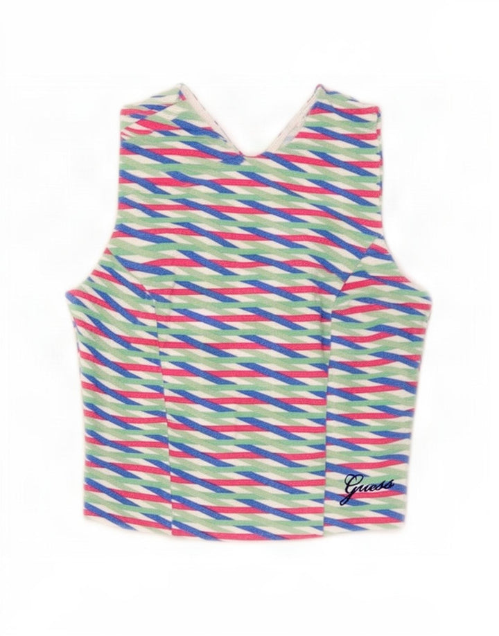 Top corto da donna Guess UK 2 2XS cotone geometrico multicolore