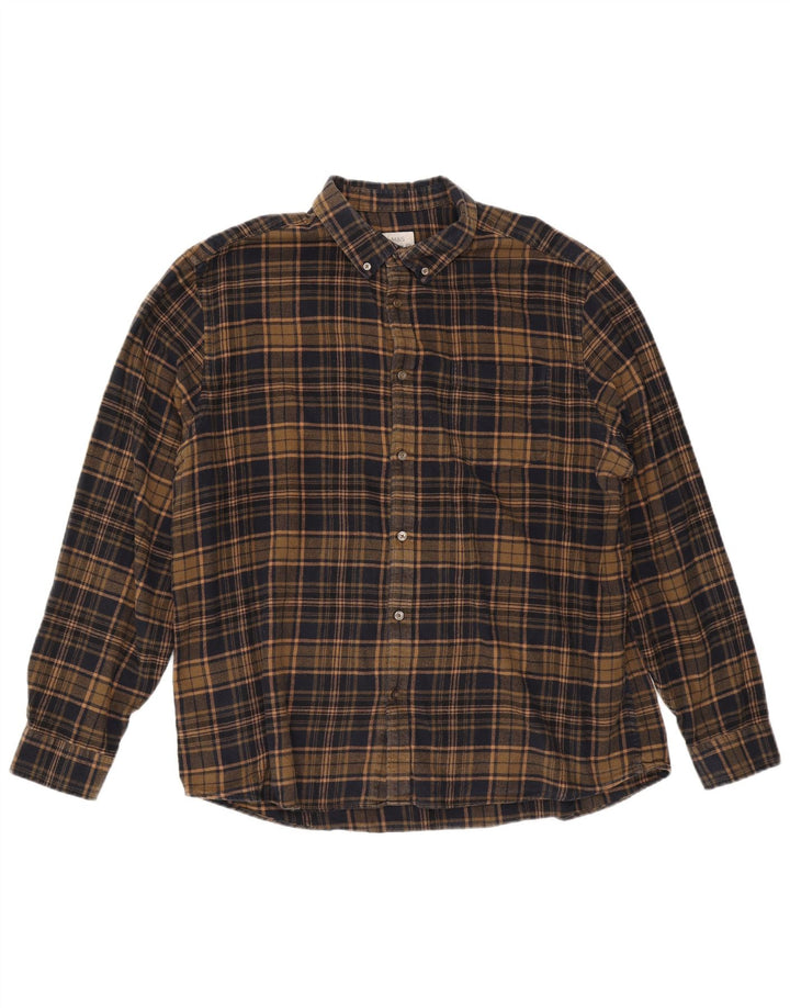 Camicia in flanella vestibilità regolare da uomo Marks & Spencer 2XL a quadri marroni