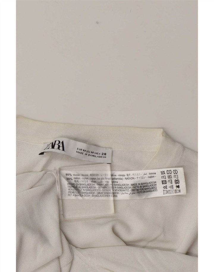 T-shirt Zara da donna Top UK 12 viscosa bianca media