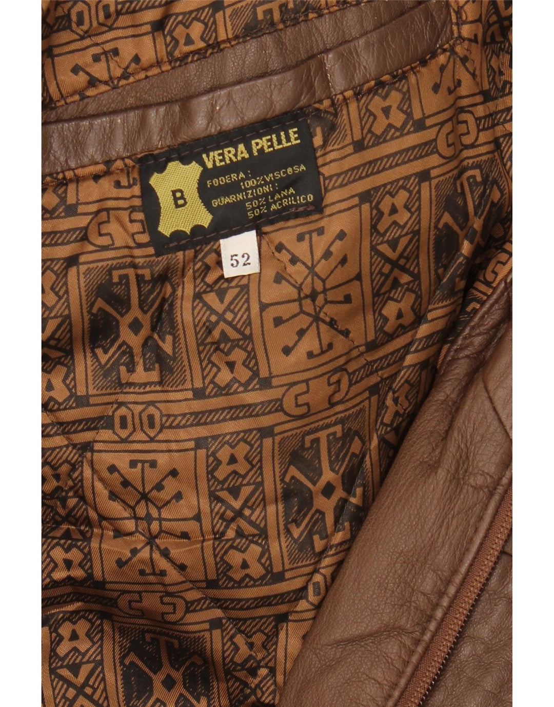 Giacca in pelle vintage da uomo IT 52 XL in pelle marrone