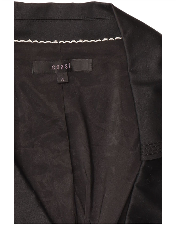 Giacca blazer aperta con maniche a 3/4 Coast da donna UK 16 grande cotone nero