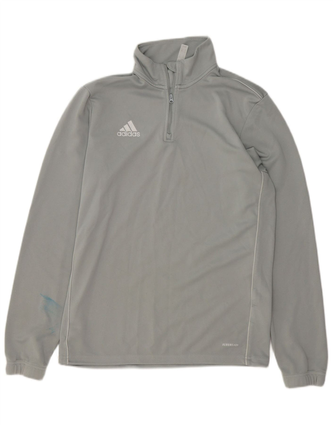 Adidas Uomo Aeroready Zip Collo Pullover Tuta Top Poliestere Grigio Medio