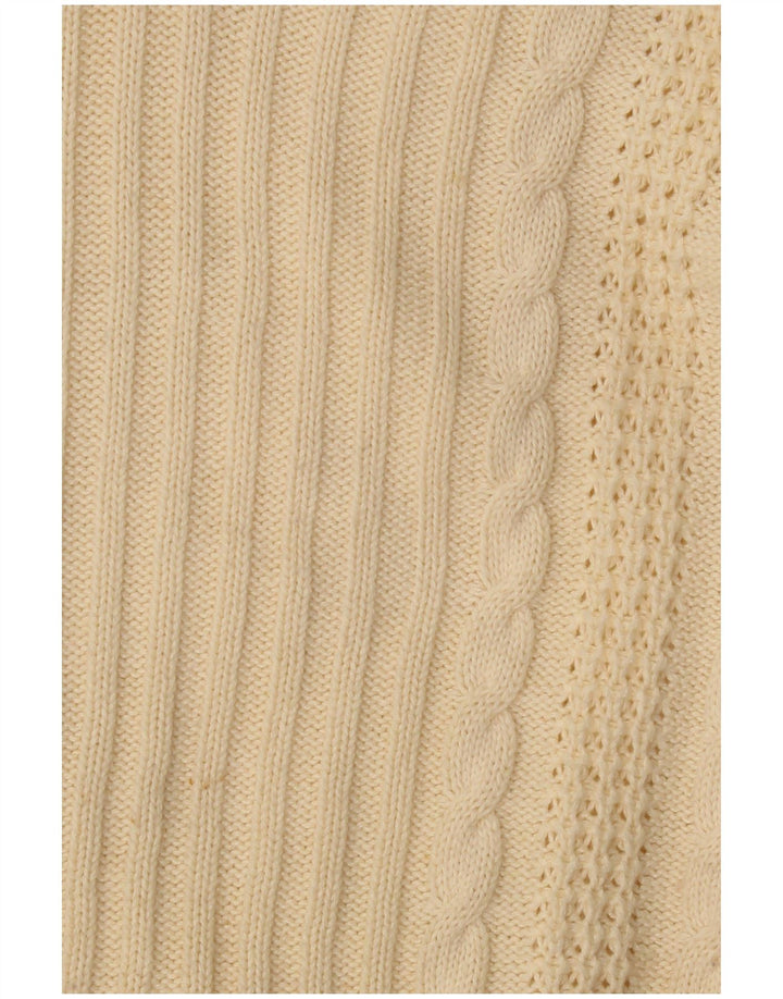 Maglione maglione con scollo a V da donna Mona UK 12 Cotone beige medio