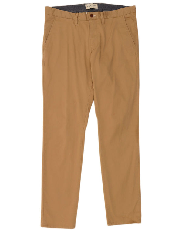 Gant Mens Slim Fit Chino Trousers W34 L32 Beige Cotton