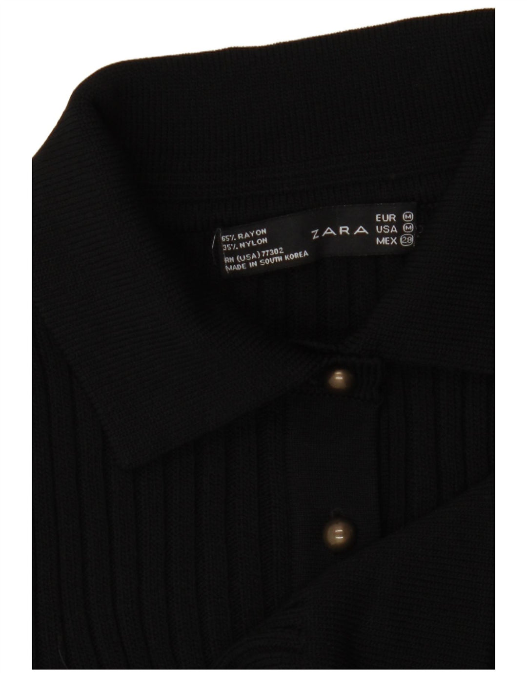 Camicetta corta in maglia da donna Zara UK 12 Rayon nero medio