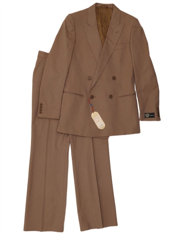 Abito vintage da uomo in 2 pezzi IT 48 medio W30 L32 gessato marrone