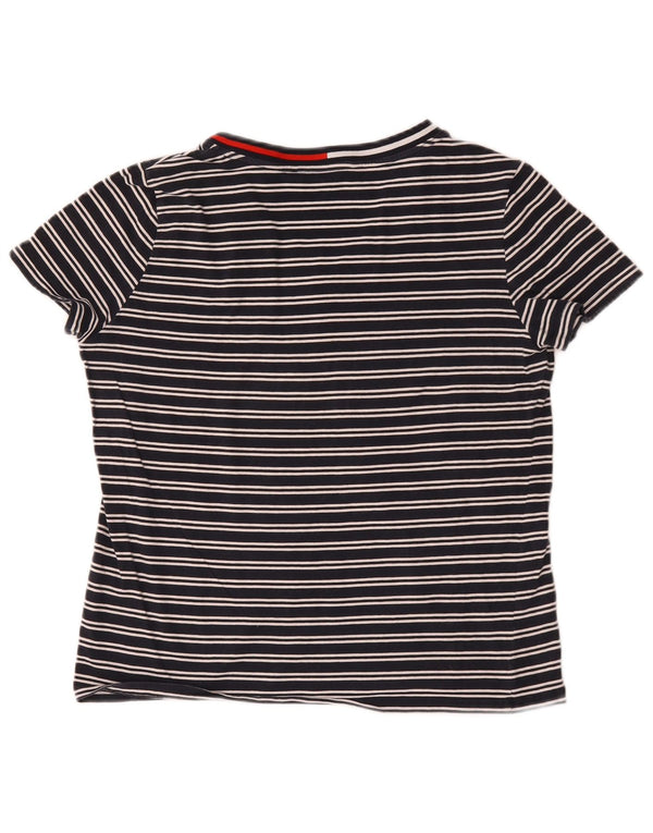 T-shirt da donna Tommy Hilfiger Top UK 14 cotone a righe blu navy medio