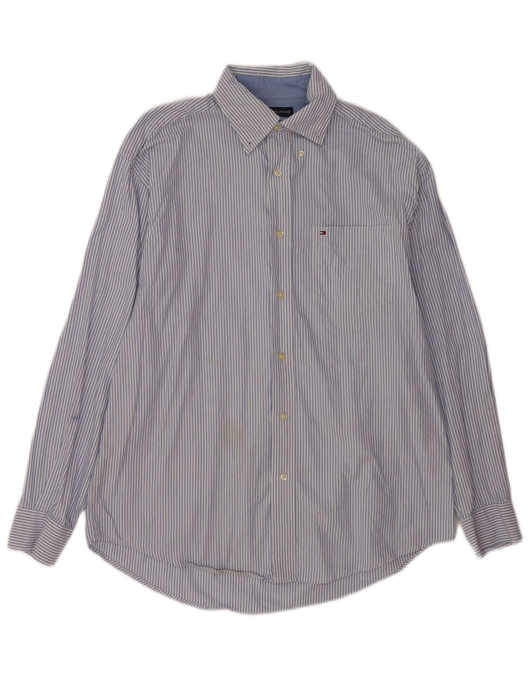 Camicia da uomo Tommy Hilfiger in cotone gessato blu medio