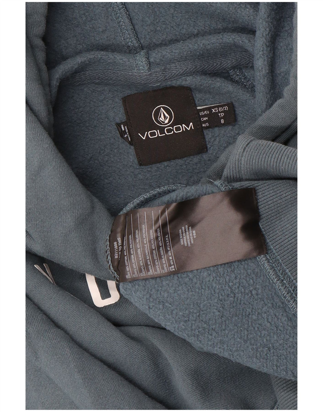 Felpa con cappuccio grafica per ragazzi VOLCOM 7-8 anni XS in cotone grigio